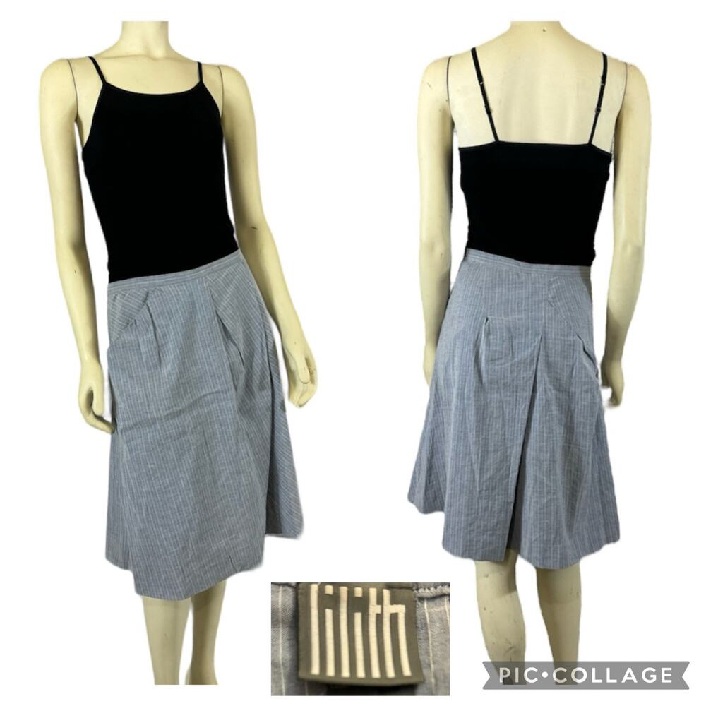 LILITH pinstriped semi wrap midi linen mix skirt size small